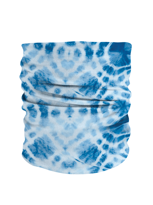 Front profile image of Litewave50 Neck-Up in blue and white tie-dye print
