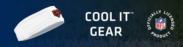 White Headband with Bears logo on left, Cool It Gear text center, NFL logo right