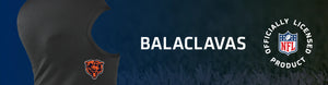 Balaclava with Chicago Bears logo on left, Balaclavas title, and NFL logo on right