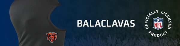 Balaclava with Chicago Bears logo on left, Balaclavas title, and NFL logo on right