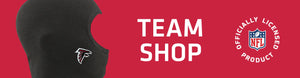 Balaclava with Falcons logo on left, TEAM SHOP headline, with NFL logo on right