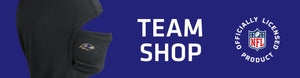 Headliner with Ravens logo on left, TEAM SHOP headline, with NFL logo on right