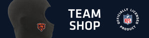 Balaclava with Chicago Bears logo on left with TEAM SHOP and NFL logo on right