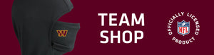 Headliner with Washington Commanders logo on left with TEAM SHOP and NFL logo on right