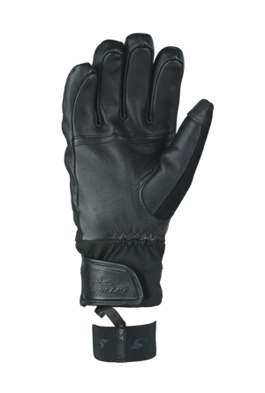 Black leather glove on a white background