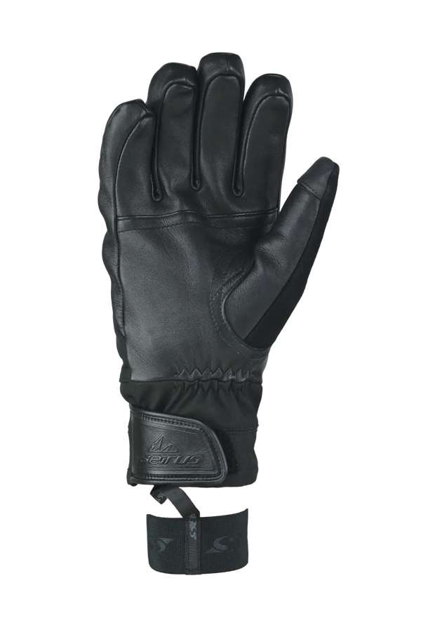 Black leather glove on a white background
