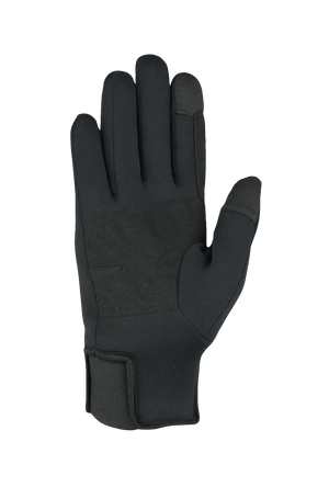 Black inner glove showing palm on a white background