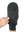 Black over mitt held up by a hand showing cuff of inner glove on a white background