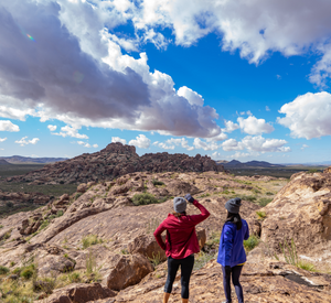 Hikers in Seirus gear enjoying view