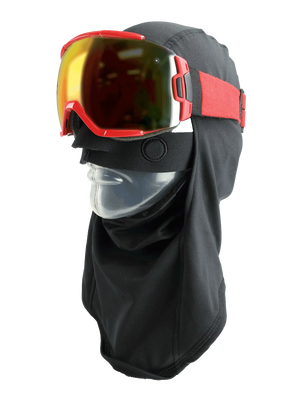 Magnemask Combo Hinged Headliner in Black with goggles on