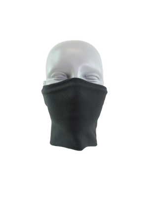 Black neck tube on a white mannequin head with a white background