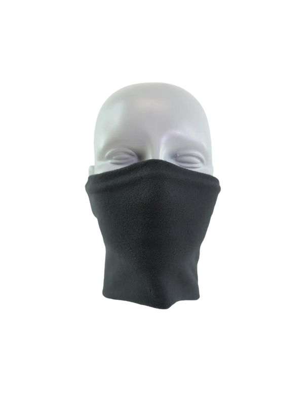 Black neck tube on a white mannequin head with a white background