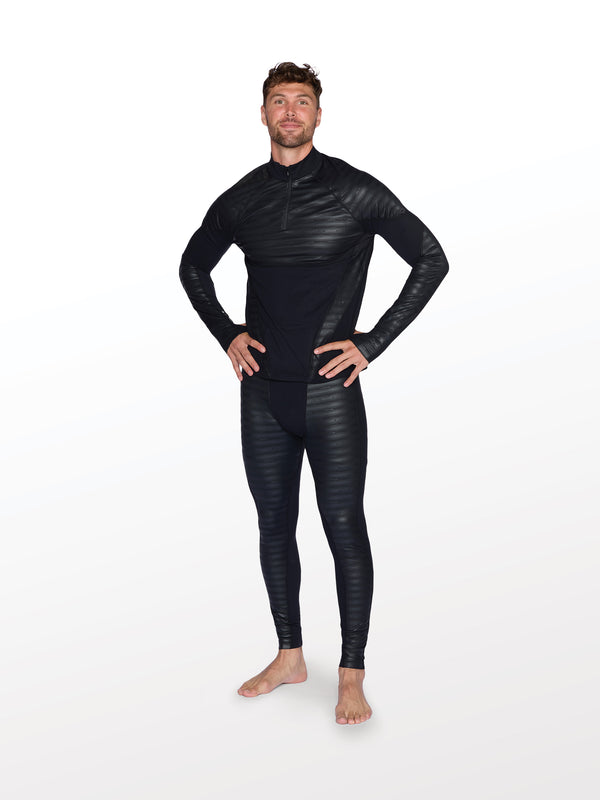 Mens Heatwave Body Mapped Base Layer Long Sleeve Zip Mock Neck