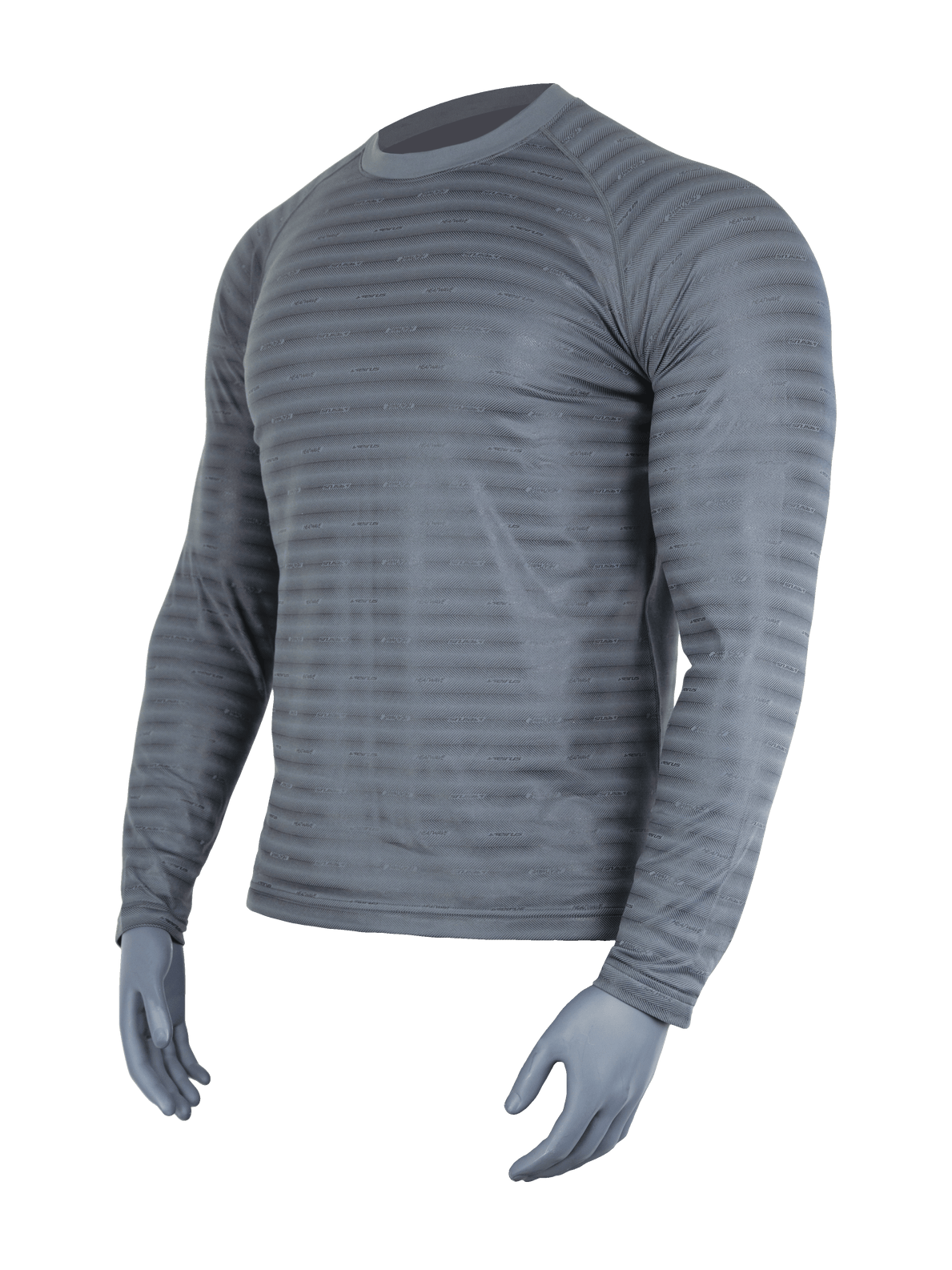 front left angle of mens grey reflective base layer top