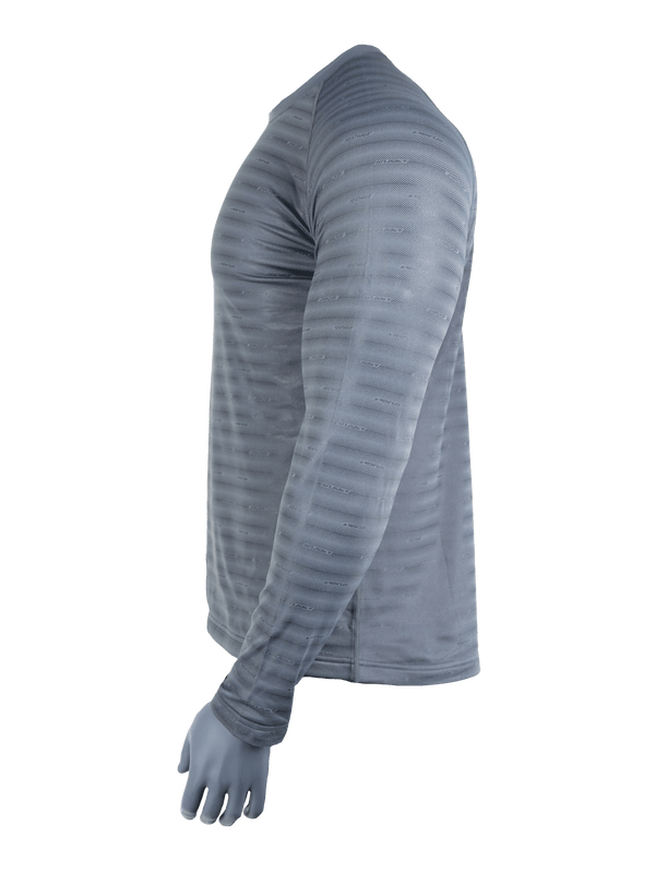side angle of mens grey reflective base layer top