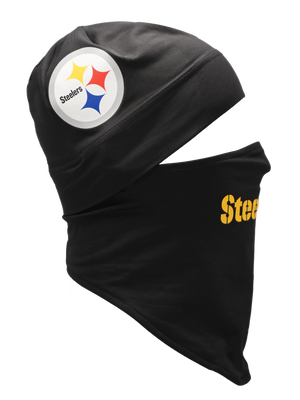 Dynamax Quick Headliner side angle with Steelers text on face piece and Steelers logo on side of head