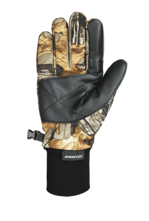 A single Soundtouch touch screen compatible gloves in camo palm view