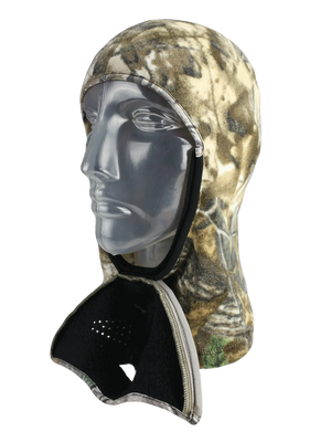 Combo Balaclava Mask with magnetic seam in Real Tree camouflage with magnetic mask open