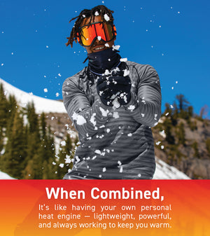 Guy on mountain in snowboard gear clapping snow together to create flurries