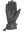 A single dark heather gray lofted winter outdoor glove shown flat against a white background, featuring textured grip palm patch on the palm side of the hand and a drawstring closure at the wrist.