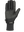 A single black form fit all weather winter glove palm side view shown flat against a white background, featuring a ribbed knit cuff and a tonal grip palm patch.