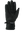 A single black form fit winter glove shown flat against a solid white background, with the palm side of the hand and wrist cuff visible.