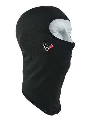 Black balaclava with a Texans logo on a white background