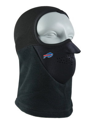 Black Headliner Balaclava with a Bills logo on a white background