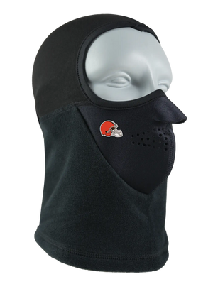 Black Headliner Balaclava with a Browns logo on a white background