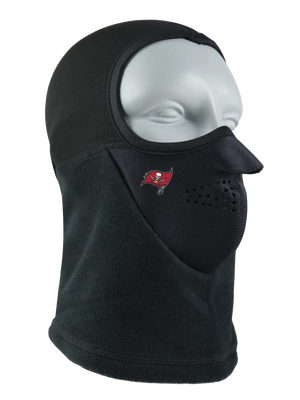 Black Headliner Balaclava with a Buccaneers logo on a white background