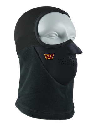Black Headliner Balaclava with a Commanders logo on a white background