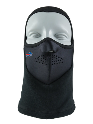 Black Headliner Balaclava with a Bills logo on a white background