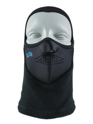 Black Headliner Balaclava with a Lions logo on a white background
