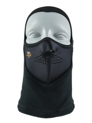 Black balaclava with a Vikings logo on a white background