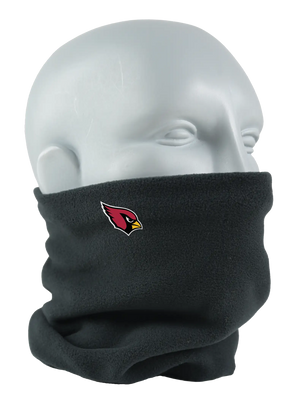 Black Seirus Micro Neck-Up with Arizona Cardinals logo, angled front view