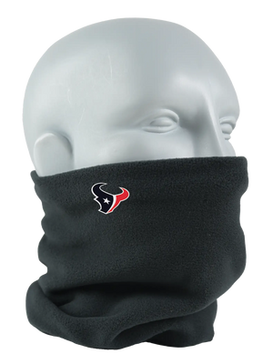 Black Seirus Micro Neck-Up with Houston Texans logo, angled front view
