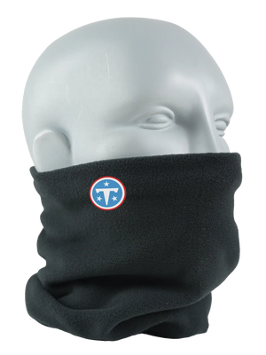 Black Seirus Micro Neck-Up with Tennessee Titans logo, angled front view