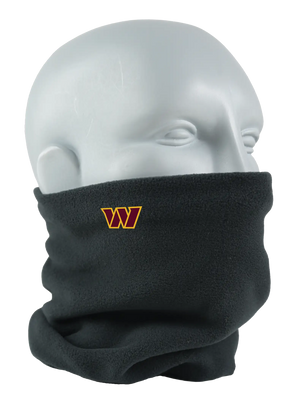 Black Seirus Micro Neck-Up with Washington Commanders logo, angled front view