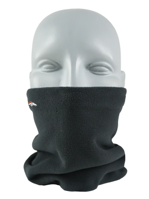 Black Seirus Micro Neck-Up covering the lower face with Denver Broncos logo