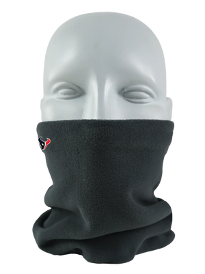 Black Seirus Micro Neck-Up covering the lower face with Houston Texans logo
