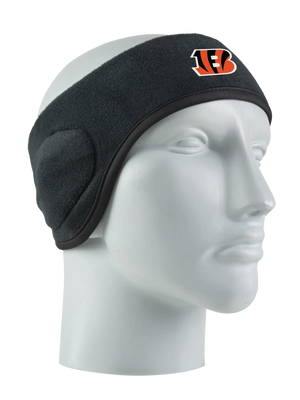 Black headband with a Bengals logo on a mannequin head against a white background