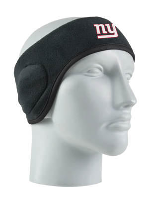 Black headband with a Giants logo on a mannequin head against a white background