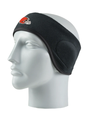 Black headband with a Browns logo on a mannequin head against a white background