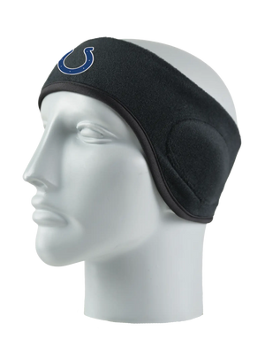 Black headband with a Colts logo on a mannequin head against a white background