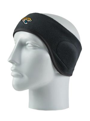 Black headband with a Jaguars logo on a mannequin head against a white background