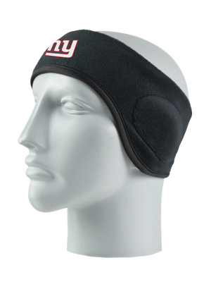 Black headband with a Giants logo on a mannequin head against a white background