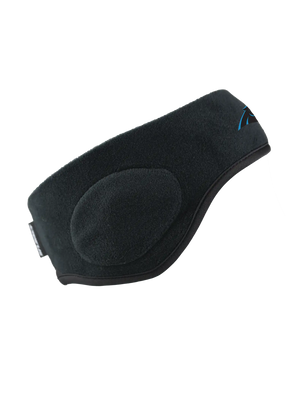Black headband with a Panthers logo on a mannequin head against a white background