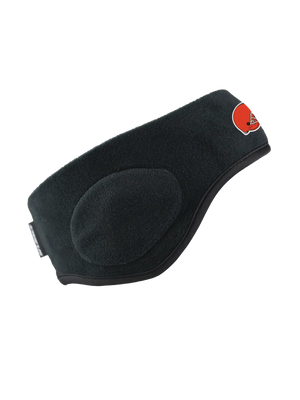 Black headband with a Browns logo against a white background