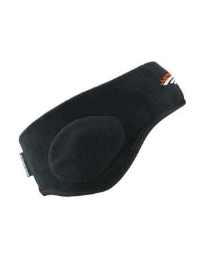 Black headband with a Broncos logo against a white background