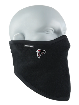 Black polar scarf with a Falcons logo on a white background